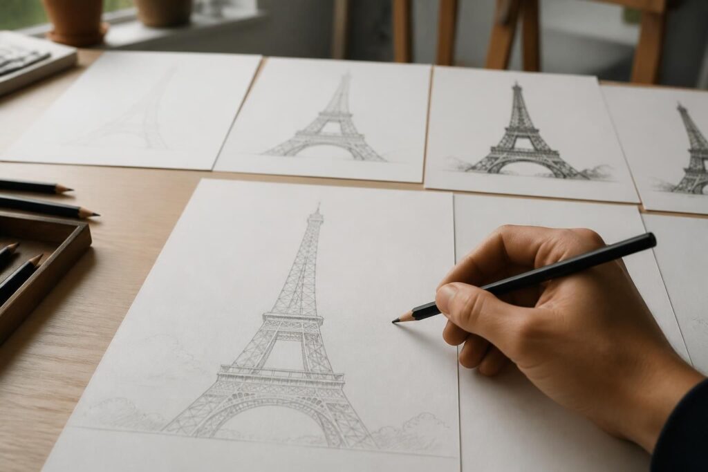 apprenez à dessiner la tour eiffel facilement grâce à nos astuces et conseils étape par étape pour un croquis précis et réussi.