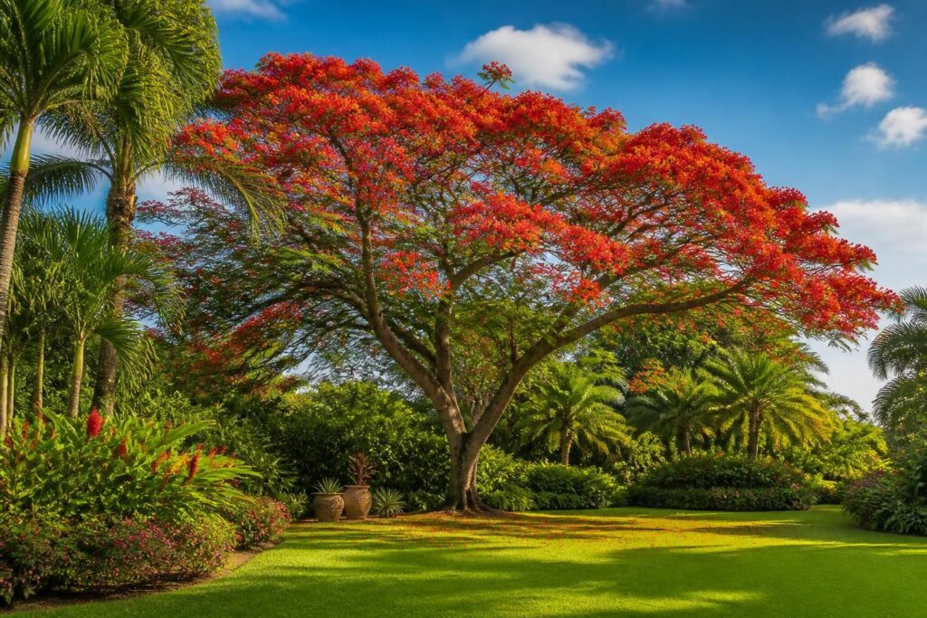 découvrez comment le delonix regia, arbre flamboyant aux fleurs éclatantes, peut métamorphoser votre jardin en une véritable oasis tropicale colorée et accueillante.