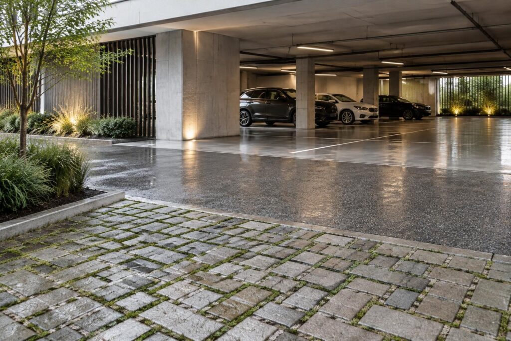 découvrez comment choisir un revêtement de sol pour parking adapté à l’intérieur, à l’extérieur ou aux sols perméables, selon vos besoins et contraintes.